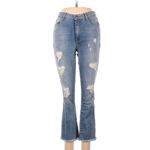 MET Italian Distressed High Rise Waist Slim Fit Cropped Boot Cut Jeans Size 26